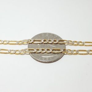 14k Gold hollow Figaro chain two tone 24"
